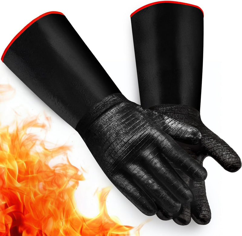  Heat Resistant Neoprene Black Gloves for BBQ - 932°F